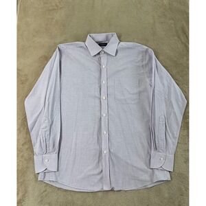Proper Cloth Dress Shirt Men L Purple Micro Check Button Up‎ Long Sleeve EUC
